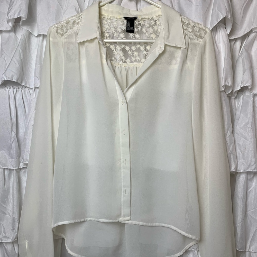 Sheer Blouse with Floral Detailing